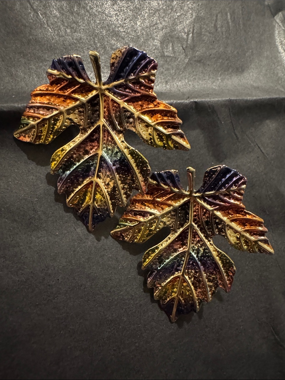 Multicolor Metallic Metal Leaf Stud Earrings NEW π·οΈ
